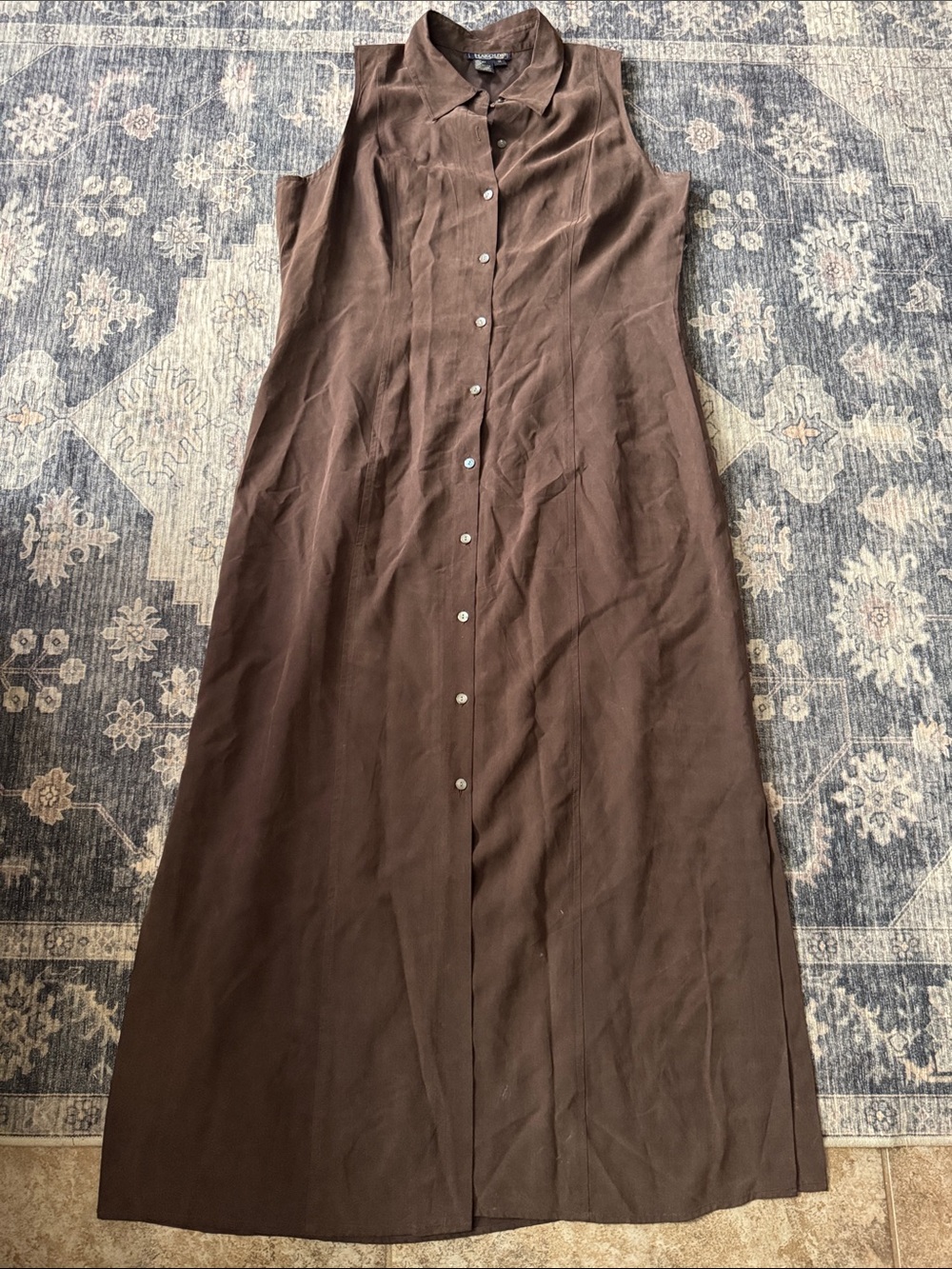 Harold's Sleeveless Button-Front Maxi Dress in Chocolate Brown